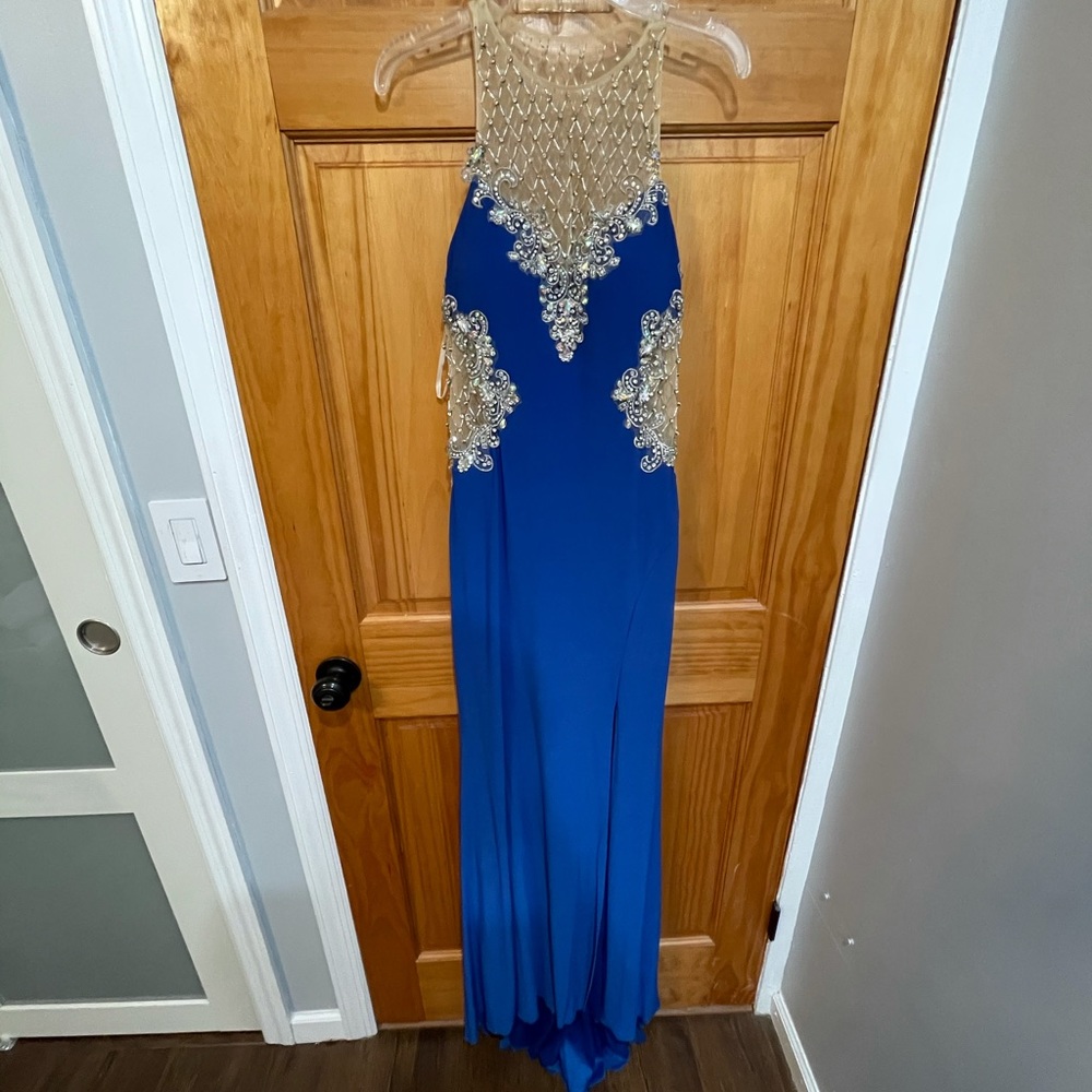 Crystal & royal blue formal gown
